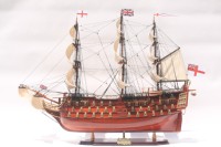 Modèle de bateau à voile anglais HMS VICTORY LORD HORATIO NELSON, finition bois polie, artisanal, Feng Shui, objet de collection, best-seller
