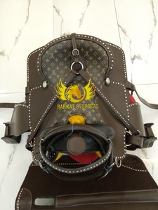 อานม้าหนังแท้แบบตะวันตกสั่งทำพิเศษ ดีไซน์ประดับหมุดเงินทองแดง พิมพ์ลายหรูหรา พร้อมโลโก้สั่งทำ - Product Image 2