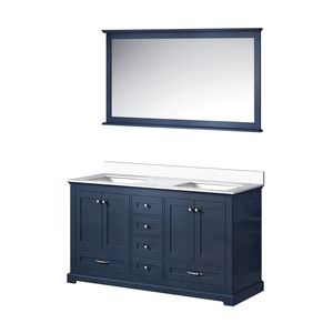 Navy Blue 60 In. W X 22 In. D Double Bath <b>Vanity</b> with 58 In. White Quartz Top and <b>Mirror</b> Bathroom <b>Vanities</b> - Product Image 4