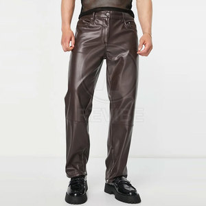 กางเกงหนังผู้ชายคุณภาพสูง ราคาดีที่สุด ใส่สบายในฤดูหนาว ทรงตรง สไตล์ลำลอง น้ำหนักเบา เอวกลาง ลดราคา - Product Image 5