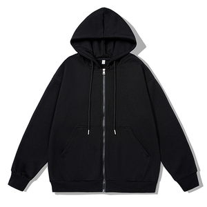 Sweat à capuche zippé vert menthe surdimensionné pour homme, en molleton bouclette, coupe classique, style streetwear automne - Product Image 4