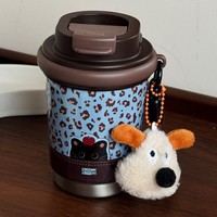 Mug de voyage isotherme en céramique à imprimé léopard avec sangle décorative, tasse portable esthétique pour femme, logo personnalisé, vente en gros