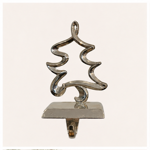 Modern Silver Metal Christmas Tree <b>Stocking</b> <b>Holder</b> 3D Polish Aluminum Mantle Hanger For Holiday Fireplace Decor Heavy Duty Hooks - Product Image 1