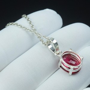 Collier pendentif en argent sterling 925 avec rubis du Mozambique rouge sang, pierre de naissance de juillet, cadeau pour femme - Product Image 4