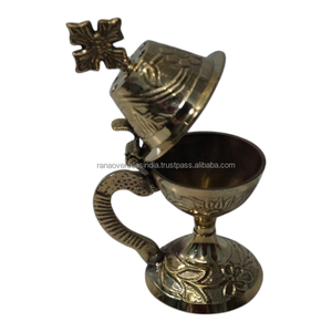 Quemador de Incienso Decorativo de Latón con Tapa, Porta Carbón Hecho a Mano para Yoga, Meditación y Decoración del Hogar - Product Image 1
