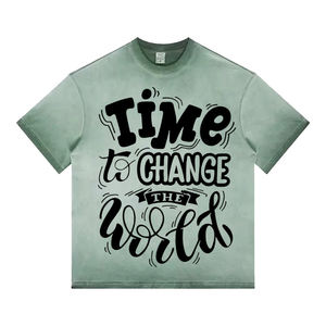 T-shirt pour homme à manches courtes, col rond, en coton jersey, avec logo personnalisé imprimé, couleur orange, effet délavé - Product Image 6
