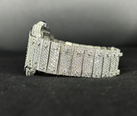 Montre mécanique pour homme de luxe à cadran squelette carré, sertie de diamants Moissanite VVS, avec bracelet en acier