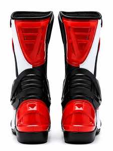 Bottes de moto ARID GEAR en cuir véritable rouge, noir et blanc, bottes de protection complètes pour la course sur route et l'entraînement - Product Image 3