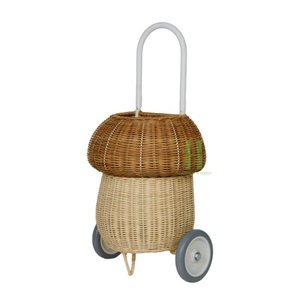 Chariot en rotin brun pour enfants, jouets en rotin tendance pour enfants, chariot en osier écologique pour poupées, OEM en usine au Vietnam - Product Image 6