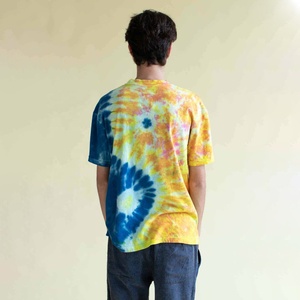 T-shirt pour homme à manches courtes, respirant, tie-dye, coupe classique, col rond, en coton tricoté, style décontracté avec motif - Product Image 2