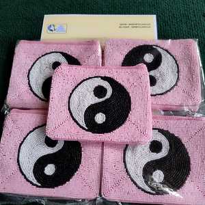 Handmade Beaded Yin Yang Pouch <b>Set</b> Pink Zipper Cosmetic Coin <b>Purse</b> Boho Fashion Gift <b>Bag</b> Wholesale Supplier Premium Quality <b>Bags</b> - Product Image 6