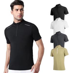 Camisetas Deportivas para Hombre, 100% Algodón Tejido, Alta Elasticidad, Cuello Alto con Cierre de 1/4, Logotipo Personalizado, Transpirables, Secado Rápido - Product Image 4