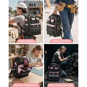 Zaino da lavoro a 56 tasche resistente allo strappo per elettricisti comoda borsa degli attrezzi - Product Image 6