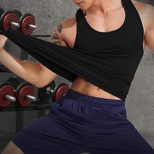 Camisetas sin mangas casuales de algodón elástico acanalado para hombre, talla grande, ajuste muscular, tejido de punto para verano - Product Image 5