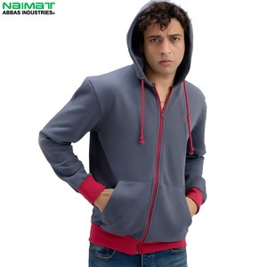 Contrast Metal Slide <b>Fastener</b> Full <b>Zip</b> Up Hoodie Men Solid Heavy Weight Fleece Outerwear Casual Sportswear - Product Image 4