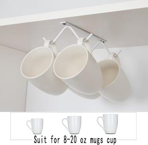 Support mural minimaliste pour tasses avec 8 tasses blanches détachables pour le rangement de la cuisine - Product Image 2