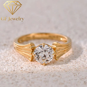 Bague de fiançailles solitaire en or rose 18 carats avec diamant de laboratoire taille ancienne européenne, style antique ondulé, pour femme - Product Image 2