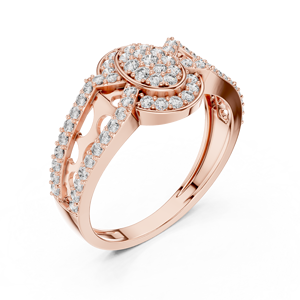 Bague minimaliste en or rose 18 carats sertie d'un diamant de laboratoire ovale rond, idéale pour les fiançailles, les mariages, le quotidien ou le bureau, pour femme. - Product Image 1