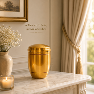 Urne funéraire en laiton doré pour cendres humaines, souvenir commémoratif pour adulte, récipient de crémation avec couvercle sécurisé, design classique fait main - Product Image 3