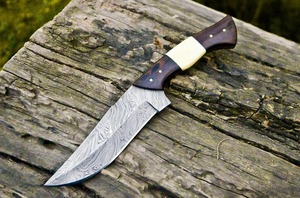 Custom OEM/ODM Handmade Industrial Grade Bowie <b>Knife</b> in Damascus Steel Wood+<b>Bone</b> <b>Handle</b> Leather Sheath 15in - Product Image 3