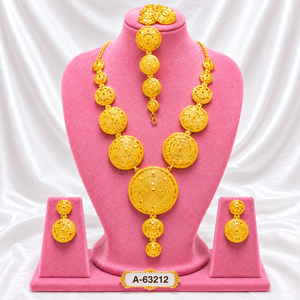 Vintage Style Gold Necklace Set – Multi Layer Bridal Jewelry with Matching Earrings & <b>Ring</b> A-63215 - Product Image 4