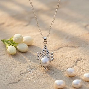 Collier pendentif en perle d'eau douce de qualité AAA JEWELTECH, chaîne à maillons en argent sterling 925 plaqué or, style bohème, pour femme, anniversaire - Product Image 6