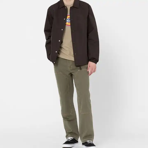 Veste chemise coupe-vent marron foncé pour homme, col rabattu, décontractée, automne, polyester, couleur unie, coupe classique - Product Image 5