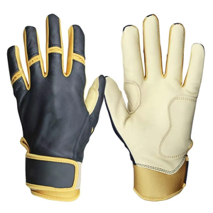 Hot Sale Leather Baseball Batting Gloves Full Finger Ambidextrous <b>Hook</b> & Loop Closure Excellent Grip Custom Adults Gloves - Product Image 2