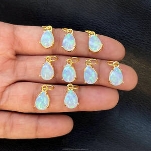 Synthétique éthiopien opale poire pendentif connecteur poire forme broche cadre pendentif connecteur pour la fabrication de colliers - Product Image 1