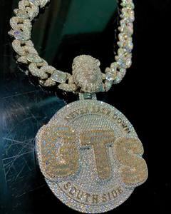 Colgante Personalizado con Nombre en Moissanita VVS, Oro Rosa de Lujo, Plata de Ley 925, Estilo Hip-Hop, Venta Directa de Fábrica, Joyería Fina para Hombre - Product Image 1