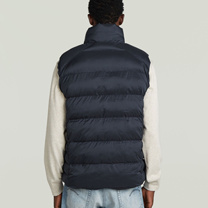 OEM Custom <b>Men's</b> Black Spring Solid Woolen Puffer Vest <b>Warm</b> Zipper Pocket V-neck Hooded Sleeveless Padded <b>Jacket</b> - Product Image 3