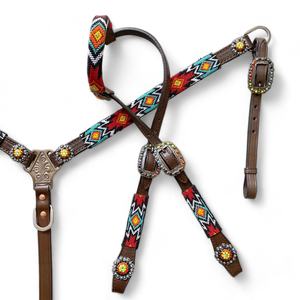 Ensemble de cuirasse de course de chevaux équestres western personnalisable matériau en cuir avec sangle de flétrissement perlée utilisation d'équitation - Product Image 2