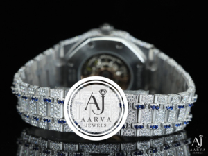 AARVA JEWELS Women's Luxury <b>Watch</b> <b>Case</b> Hidden Clasp 3BAR Water Resistance Moissanite Band Analog Quartz Sapphire Crystal Dial - Product Image 3
