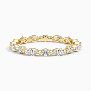 Anillo Minimalista con Diamantes Redondos y Marquise Engastados en Bisel - Product Image 2