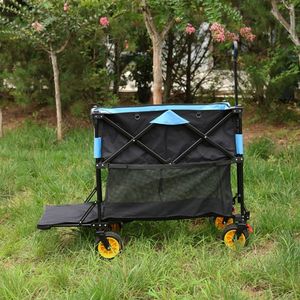 Carrello Pieghevole Grande Capacità con Prolunga Extra Lunga per Giardino, Shopping e Spiaggia in Nero e Blu per Campeggio - Product Image 6