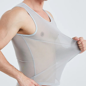 Débardeur côtelé personnalisé pour homme, col rond, uni, basique, sous-vêtement de fitness - Product Image 5