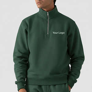 เสื้อสเวตเชิ้ตผู้ชายผ้าฟลีซคอตตอน 100% คุณภาพสูง เนื้อหนา ระบายอากาศได้ดี ทรงโอเวอร์ไซส์ ซิป ¼  สำหรับฤดูหนาว สไตล์สตรีทแวร์ - Product Image 1
