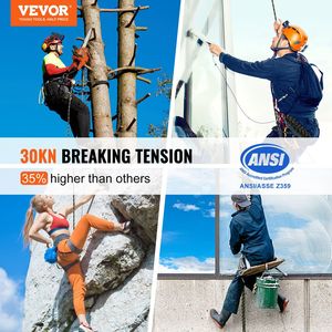 Corda di Sicurezza Verticale da 150ft (45,7m) con Gancio a Scatto in Acciaio, Tensione di Rottura 30KN, per Arrampicata e Protezione Anticaduta su Roccia Statica all'Aperto - Product Image 2