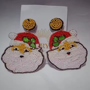Pendientes de Papá Noel con Cuentas, Estilo Bohemio, Geométricos, para Fiestas de Halloween, Pendientes Colgantes Multicolores para Niños - Product Image 4