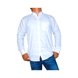 Excelente calidad de algodón indio blanco Tex Premium técnicas bordadas estilo moderno cuello chino mangas completas auto textura - Product Image 1