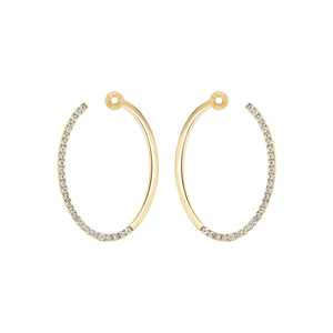 Open <b>Hoop</b> <b>Earring</b> Jackets 14k 18k Solid Gold Round Cut Lab Grown Diamond Modern Solitaire Everyday Wear Push Back Stud Enhancers - Product Image 1