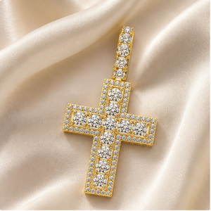 Bulk 925 <b>Silver</b> Gold Plated Custom Jesus Cross Pendant <b>Necklace</b> Natural Brilliant Cut Christian Religious Jewelry Fine Pendants - Product Image 5