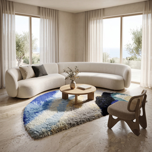 Tapis shag rectangulaire multicolore en laine, antidérapant, écologique, tufté à la main, à poils épais, tapis moderne pour chambre à coucher et chambre d'enfant - Product Image 3