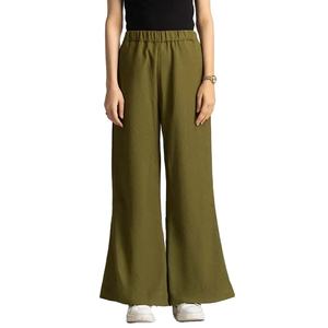 2026 nuevos pantalones de chándal acampanados de lana informales personalizados para mujer, pantalones holgados rectos de gran tamaño, decoración pintada, estilo frontal plano - Product Image 1