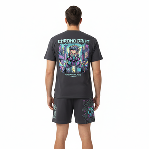 Vente en gros de ensembles courts pour hommes en couleur unie, 2 pièces, ensemble t-shirt et short d'été pour hommes, impression DTG personnalisée, t-shirt et short unisexe - Product Image 2