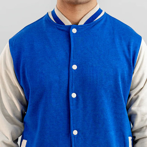 Blouson universitaire bleu beige pour homme, col rabattu, décontracté, pour l'automne, avec logo imprimé par transfert thermique sur le devant, coupe classique - Product Image 6