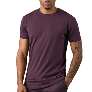 T-shirt de sport slim fit pour homme, coton hautement élastique, léger, respirant, col rond, tissu tissé uni, séchage rapide, écologique - Product Image 1
