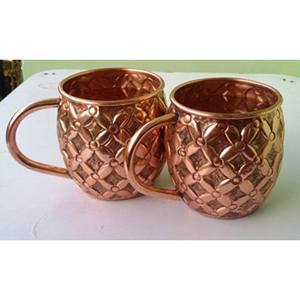 Ensemble de tasses à Moscow Mule en cuivre pur, fabriquées à la main, motif diamant embossé de qualité supérieure, pour bar à domicile et cadeaux de luxe - Product Image 1