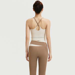Conjunto de Yoga Personalizado para Mujer, 2 Piezas, Sin Costuras, Spandex/Poliéster, Color Sólido, Transpirable, para Gimnasio y Entrenamiento - Product Image 4
