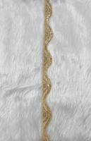 Ruban de dentelle en organza de 1,5 pouce, bordure de ruban de mariée, perles, broderie de sequins, matériel décoratif ethnique pour la couture de vêtements